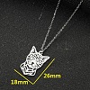 201 Stainless Steel Cutout Cat Shaped Pendant Necklaces for Unisex WG43D0D-02-2