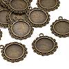 Vintage Flat Round Alloy Pendant Cabochon Settings PALLOY-N0088-66AB-NF-1