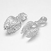 Filigree Leaf Rack Plating Brass Pendant Pinch Bails KK-L102-16S-2