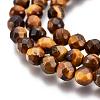 Faceted Grade A Natural Tiger Eye Round Bead Strands X-G-F260-01-4mm-2