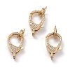 Brass Micro Pave Clear Cubic Zirconia Lobster Claw Clasps KK-C100-43G-2