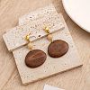 Wood & Brass Dangle Stud Earrings WGD57B9-01-1