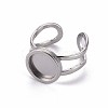 Tarnish Resistant 201 Stainless Steel Cuff Pad Ring Settings STAS-S080-040A-P-3