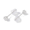 Rhodium Plated Star 999 Fine Silver Cubic Zirconia Stud Earrings for Women EJEW-S215-21P-3