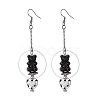 Acrylic Bear & Lampwork Heart Dangle Earrings EJEW-JE05416-01-1