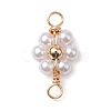 Imitated Pearl Acrylic Beaded Copper Wire Wrapped Connector Charms PALLOY-JF02593-1