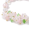 Flower Glass & Acrylic Braided Bead Adjustable Bracelets for Women BJEW-JB10446-05-3