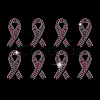Breast Cancer Awareness Bibbon Glass Hotfix Rhinestone DIY-WH0303-092-1