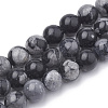 Synthetic Snowflake Obsidian Beads Strands G-R342-8mm-21-1