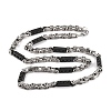 201 Stainless Steel Rectangle Byzantine Chain Necklace NJEW-F222-38EBP-01-1