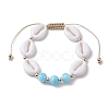 Adjustable Acrylic Shell Shape Braided Bead Bracelet for Women BJEW-JB10099-1