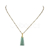Natural Amazonite Faceted Trapezoid Pendant 304 Stainless Steel Satellite Chain Necklaces NJEW-JN06071-02-2