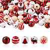 100Pcs 5 Style Christmas Themed Dyed Natural Wooden Beads WOOD-BT0001-07-1