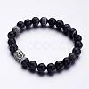 Natural Agate Beaded Stretch Bracelets BJEW-JB02584-04-1