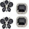 2 Pairs 2 Style Butterfly & Rectangle Glass Rhinestone Shoe Decoration AJEW-AR0001-82-1