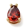Teardrop Brass Micro Pave Cubic Zirconia Slide Charms KK-C119-16G-02-1