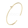 Rack Plating Brass Micro Pave Clear Cubic Zirconia Letter Open Cuff Bangles BJEW-A018-01G-A-1