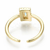 Brass Micro Pave Cubic Zirconia Cuff Rings RJEW-S045-039G-NR-4