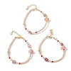 Natural Strawberry Quartz & Agate & Natural Pearl Beaded Bracelets BJEW-C068-08G-1