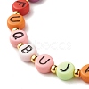Flat Round with Letter Beaded Stretch Bracelet for Women BJEW-JB07553-01-4