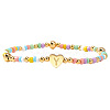 Summer Stainless Steel Heart Alphabet Colorful Glass Seed Beaded Stretch Bracelets for Women JV8929-51-1