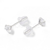 Rhodium Plated Diamond Shape 999 Fine Silver Cubic Zirconia Stud Earrings for Women EJEW-S215-06P-3