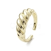 Rack Plating Brass Open Cuff Rings Ribbed Finger Ring RJEW-K257-30G-1