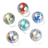 UV Plating Transparent Rainbow Iridescent Acrylic Beads OACR-F004-01-2
