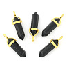 Natural Black Obsidian Bullet Double Terminated Pointed Pendants G-G902-B25-3