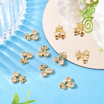10Pcs Brass Micro Pave Clear Cubic Zirconia Charms KK-TA0002-85-1