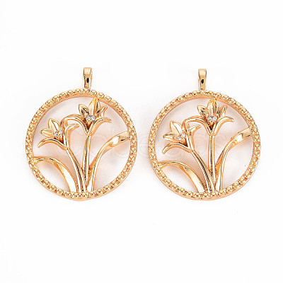 Brass Micro Pave Clear Cubic Zirconia Pendants X-KK-T062-188G-NF-1