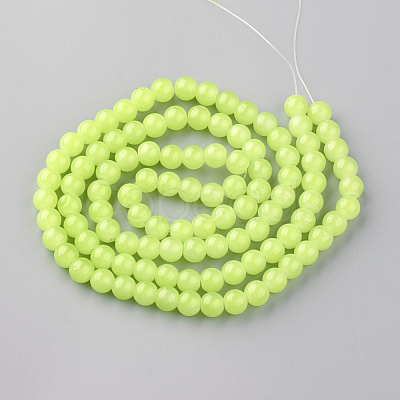 Baking Painted Imitation Jade Glass Round Bead Strands X-DGLA-Q021-6mm-08-1