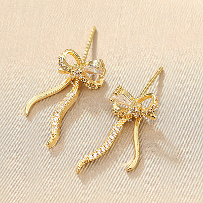 Brass Micro Pave Cubic Zirconia Stud Earrings WG17D8C-01-1