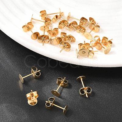 Ion Plating(IP) 304 Stainless Steel Stud Earring Findings X-STAS-H436-24G-5mm-1