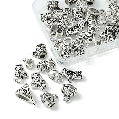 40Pcs 10 Styles Tibetan Style Alloy & CCB Plastic Tube Bails FIND-FS0002-41-1