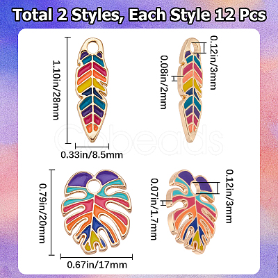 24Pcs 2 Style Alloy Enamel Pendants ENAM-SC0003-90-1