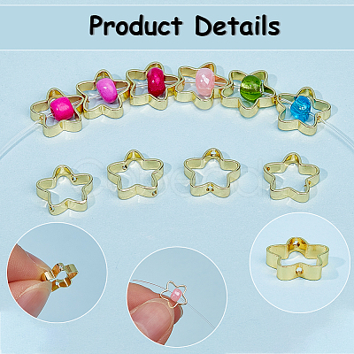 100Pcs Rack Plating Brass Bead Frames KK-SP0002-26G-1