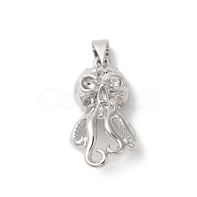 Rack Plating Octopus Brass Pendants KK-Z056-03P-1