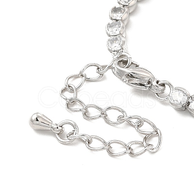 Clear Cubic Zirconia Flat Round Link Bracelet with Tennis Chains BJEW-C030-01P-1