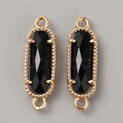 Golden Plated Brass Pave Glass Connector Charms FIND-WH0110-728G-02-1