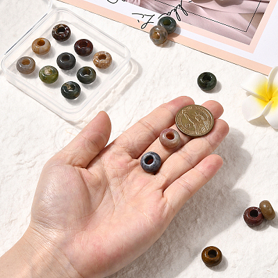 20Pcs Natural Indian Agate European Beads G-PA0001-29-1
