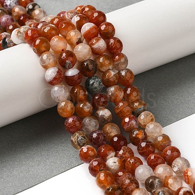 Dyed & Heated Natural Fire Crackle Agate Beads Strands G-P539-B01-19-1