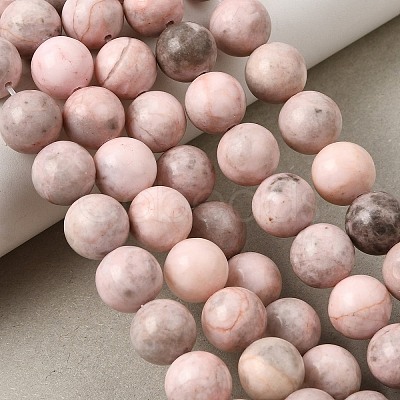 Natural Pink Zebra Jasper Beads Strands X-G-P231-01-10mm-1