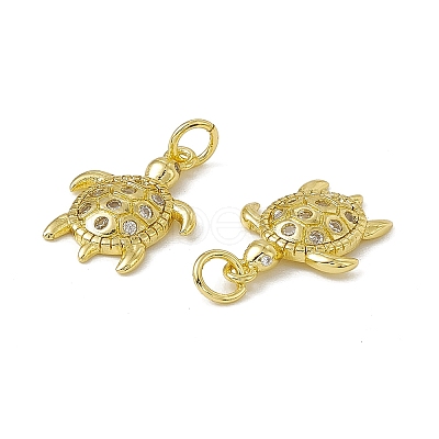 Rack Plating Brass Micro Pave Cubic Zirconia Pendants KK-C007-27G-1
