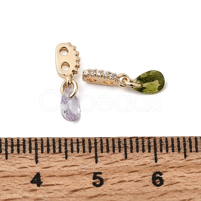 Brass 2-Loop Oval Spacer Bars with Teardrop Cubic Zirconia Tassel ZIRC-L106-01G-1