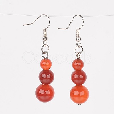 Natural Gemstone Dangle Earrings X-EJEW-JE02057-1
