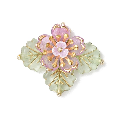 Brass Glass Seed Beaded Flower Pendants PALLOY-MZ01118-1