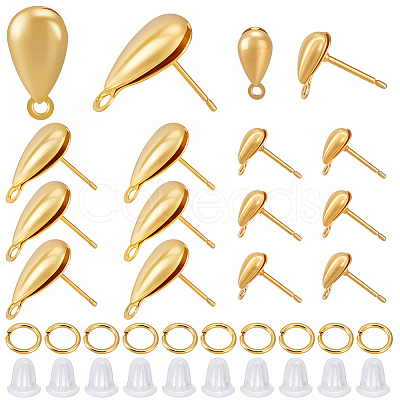 Teardrop Brass Stud Earring Findings KK-CN0003-41-1