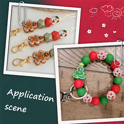 30Pcs 3 Styles Round with Christmas Theme Pattern Silicone Focal Beads SIL-SC0002-97C-1