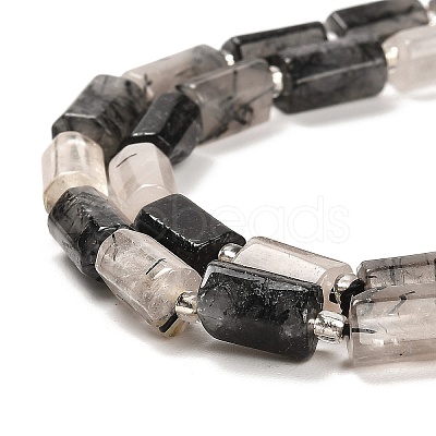 Natural Black Rutilated Quartz Beads Strands G-G068-A32-01-1